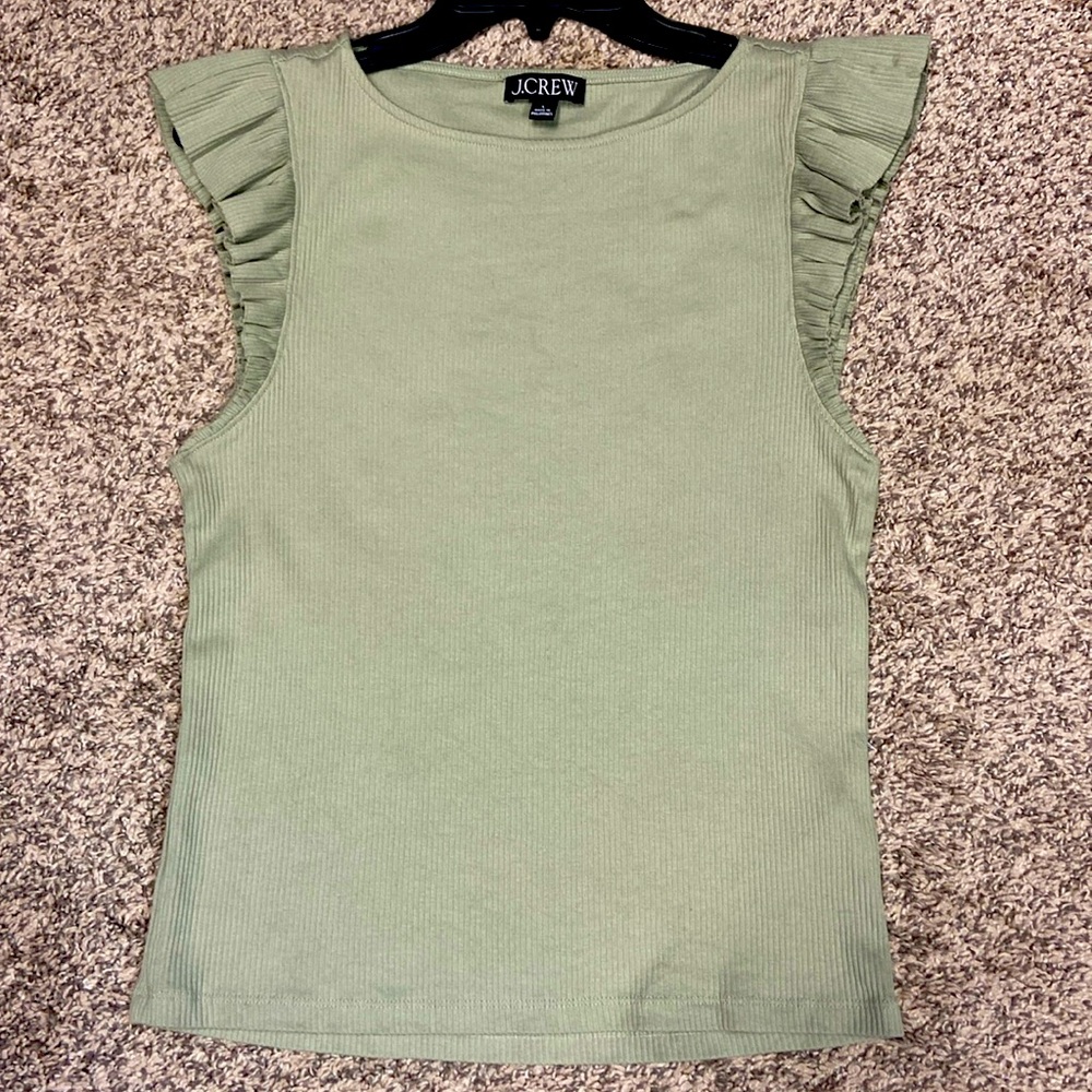 JCrew, New Without Tags, PRECIOUS, Light Green, Flutter Sleeve Top